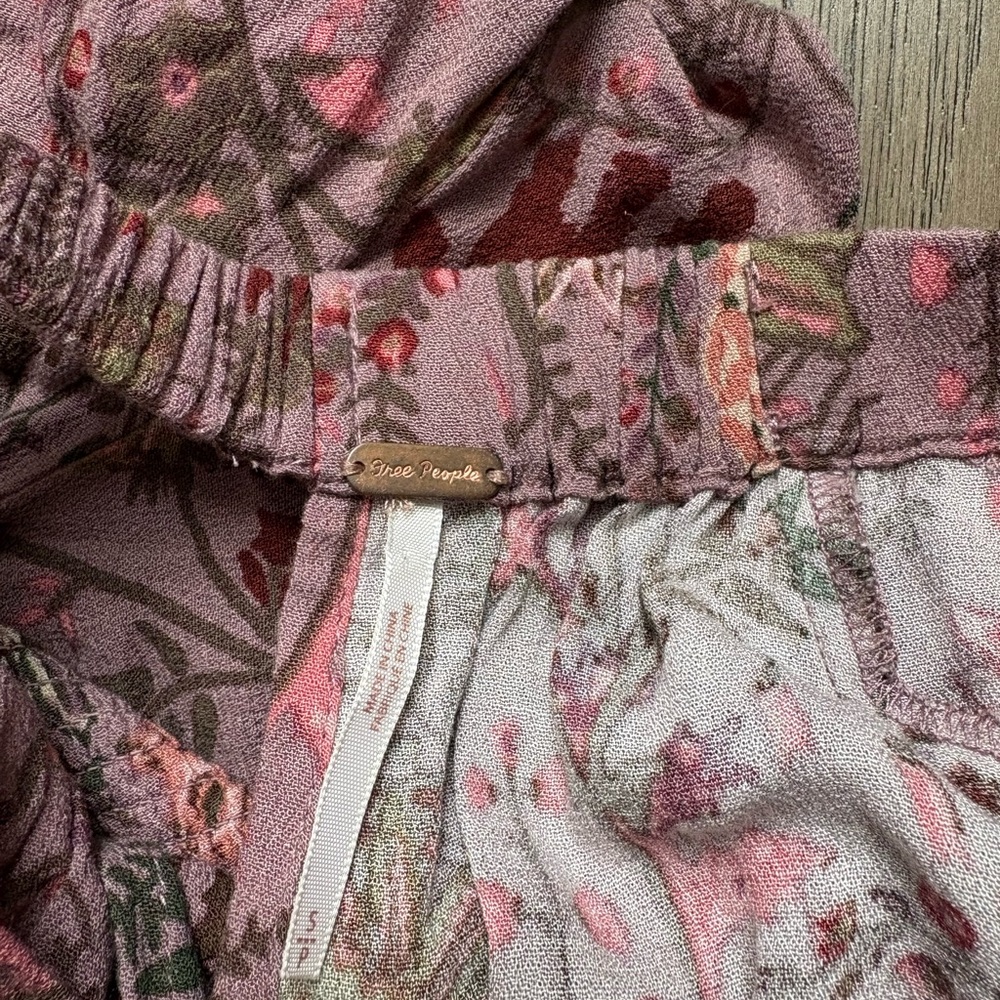 Free People Floral Flow Short Romper Off the Shoulder - Pink and Green - Picture 7 of 7